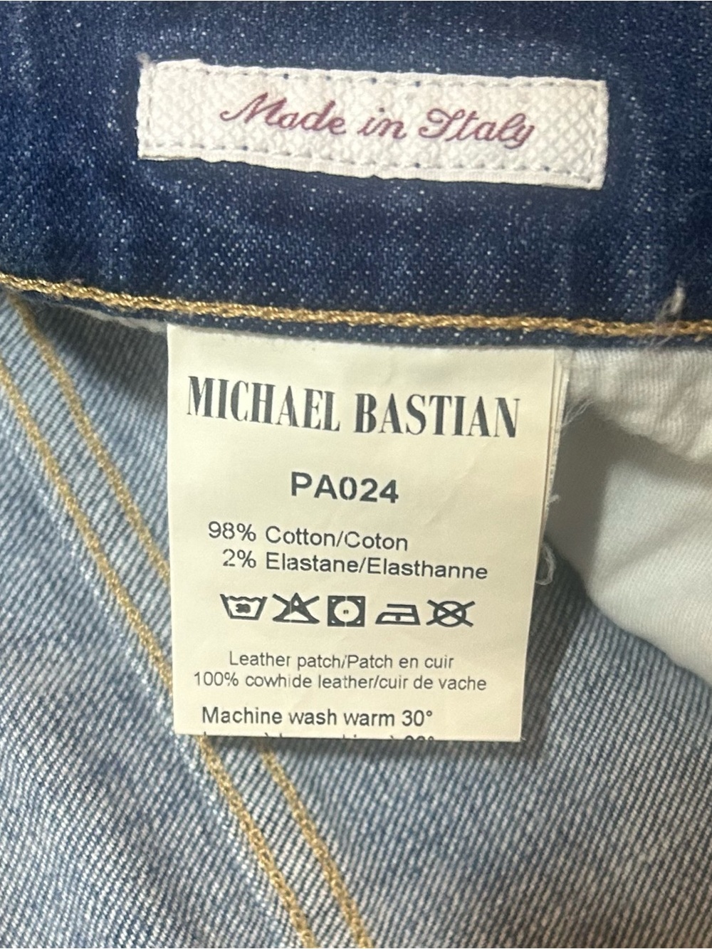 Michael Bastian Blue Cotton Denim Slim Fit Made In Italy Men’s Jeans EUC 32x29 - Picture 6 of 7